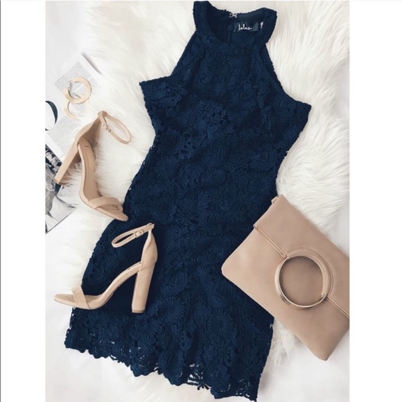 Lulus Dresses & Skirts - Lulu’s Navy Blue Lace Dress